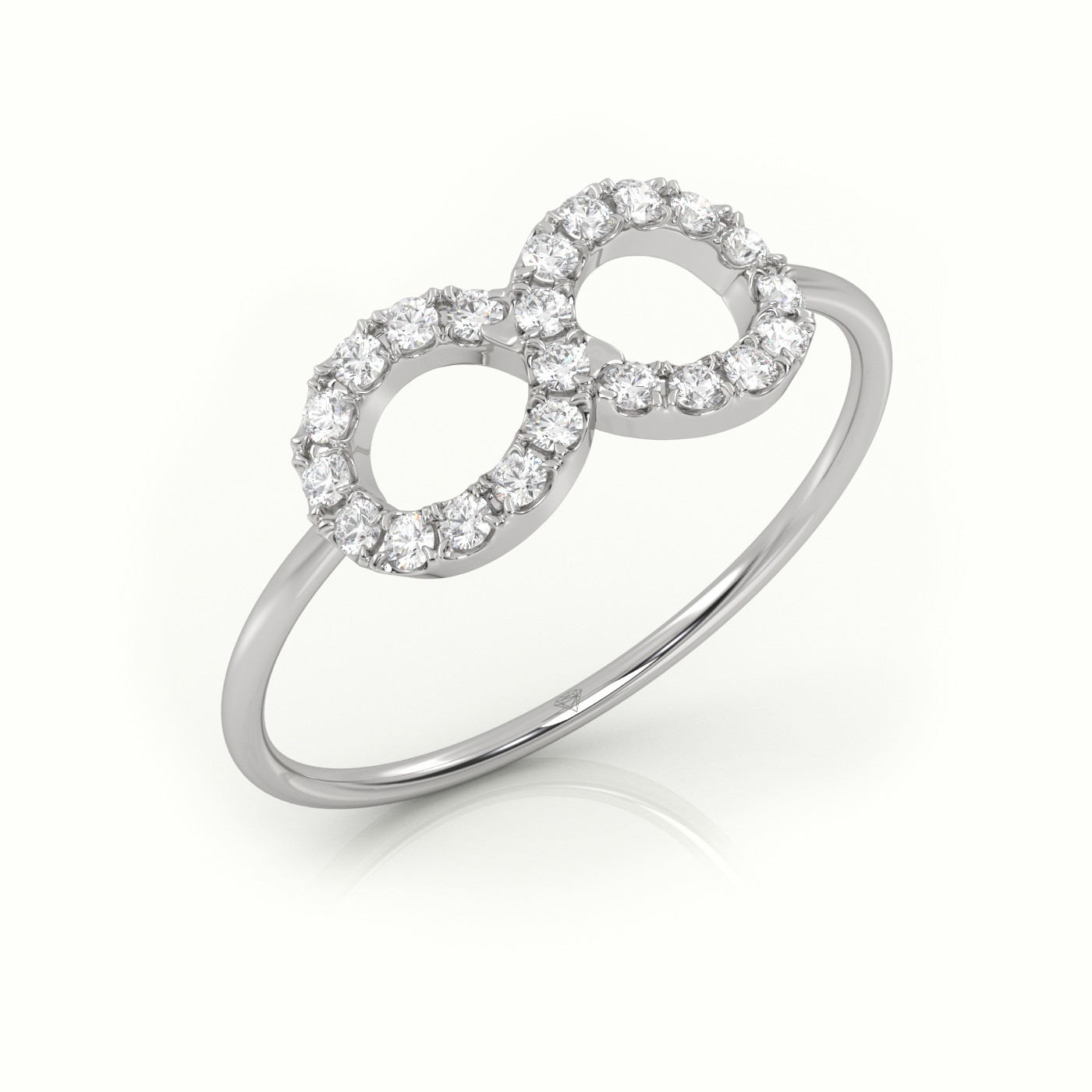 18k white gold  round cut diamond infinity style designer ring Photos & images