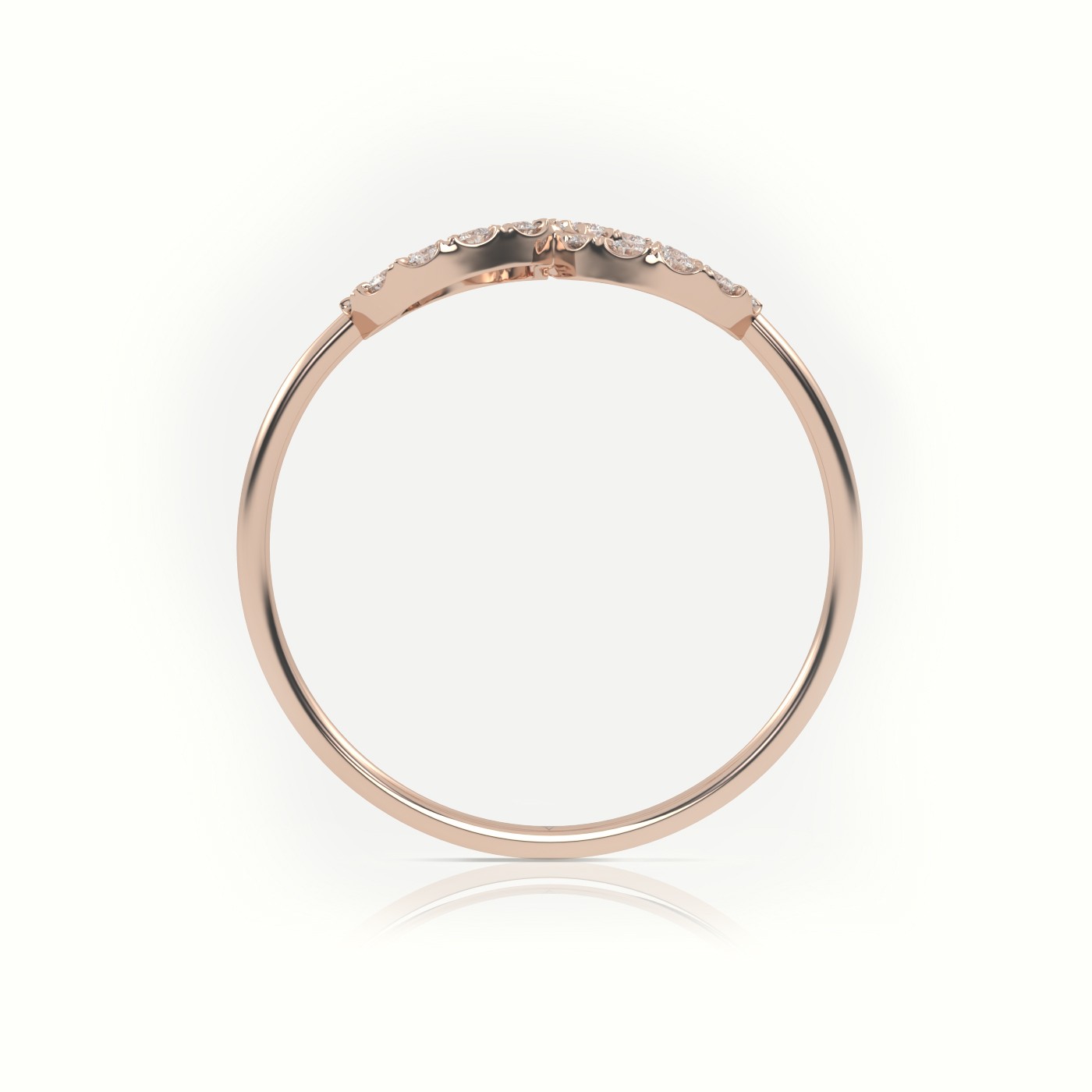 18k rose gold  round cut diamond infinity style designer ring Photos & images