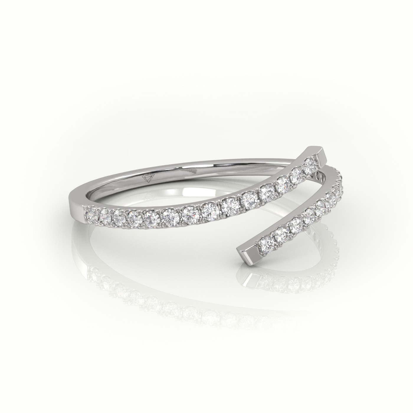 18k white gold  round cut diamond pave setting wrap designer ring Photos & images
