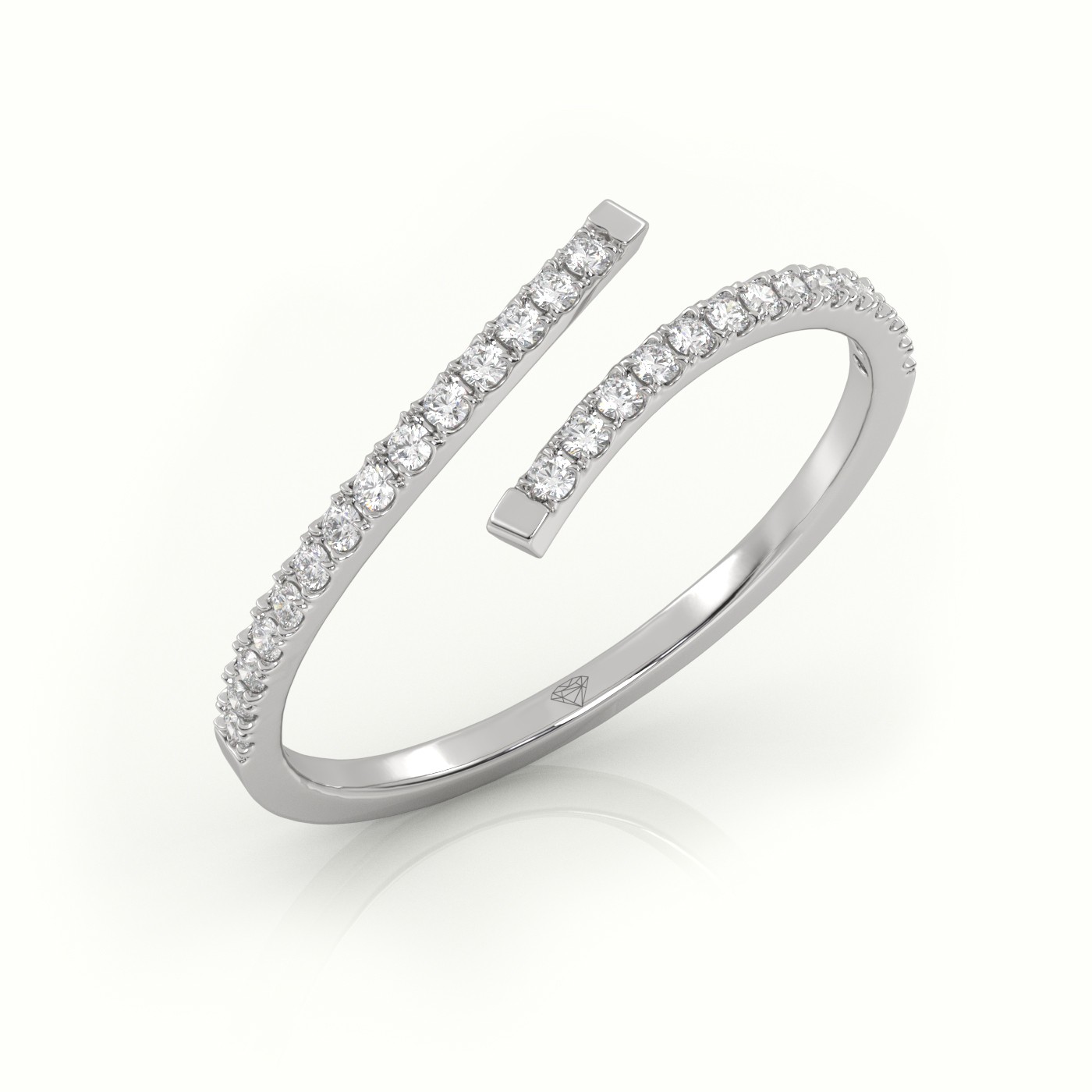 18k white gold  round cut diamond pave setting wrap designer ring Photos & images