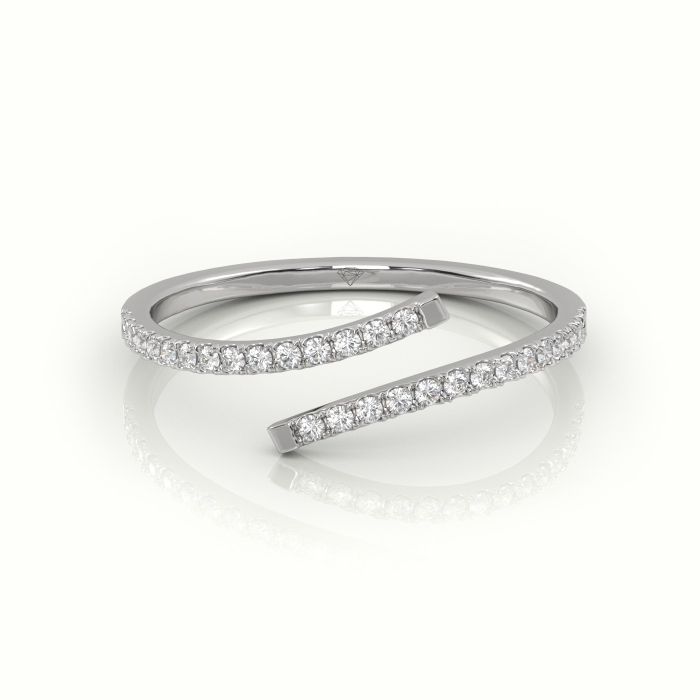 18k white gold  round cut diamond pave setting wrap designer ring
