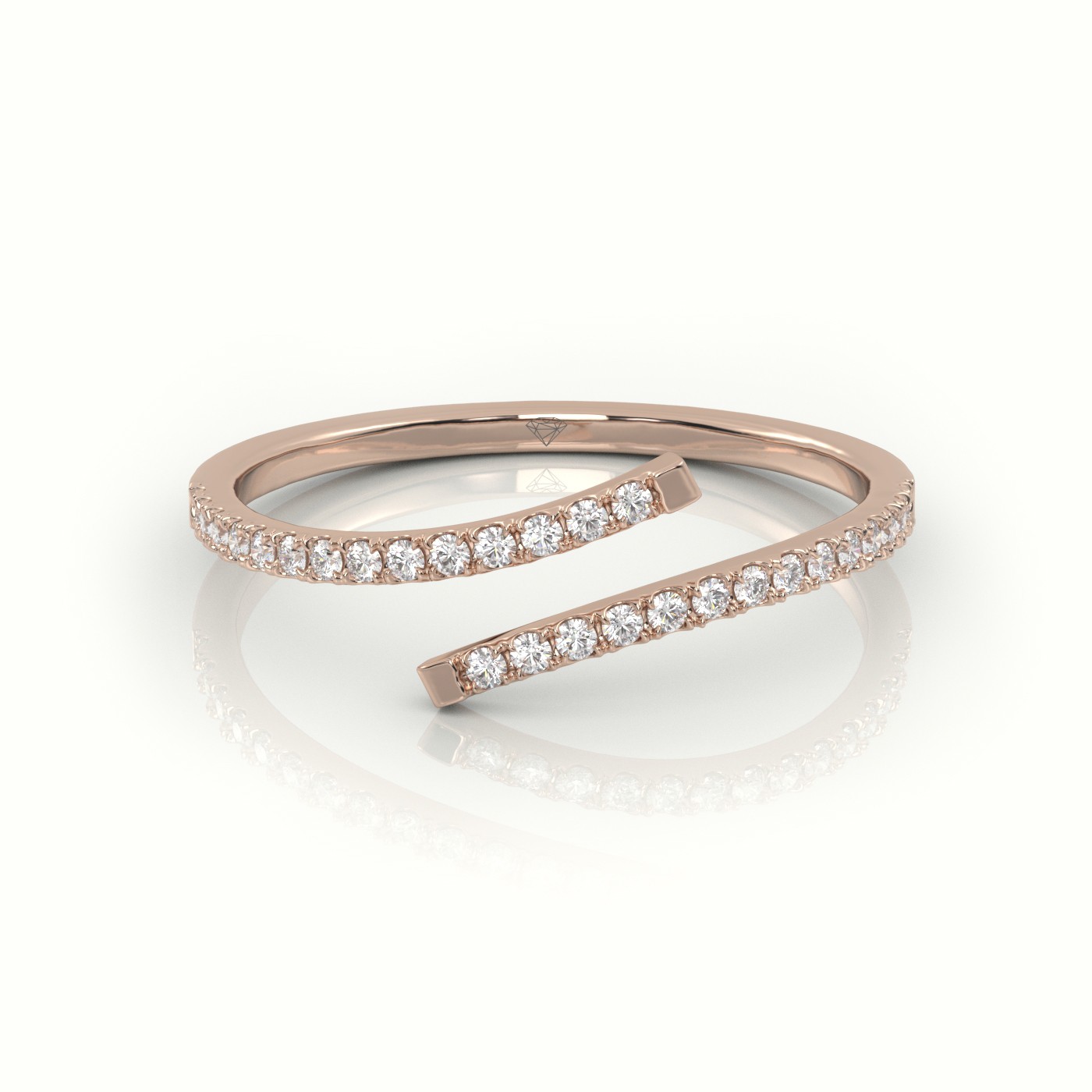 18k rose gold  round cut diamond pave setting wrap designer ring