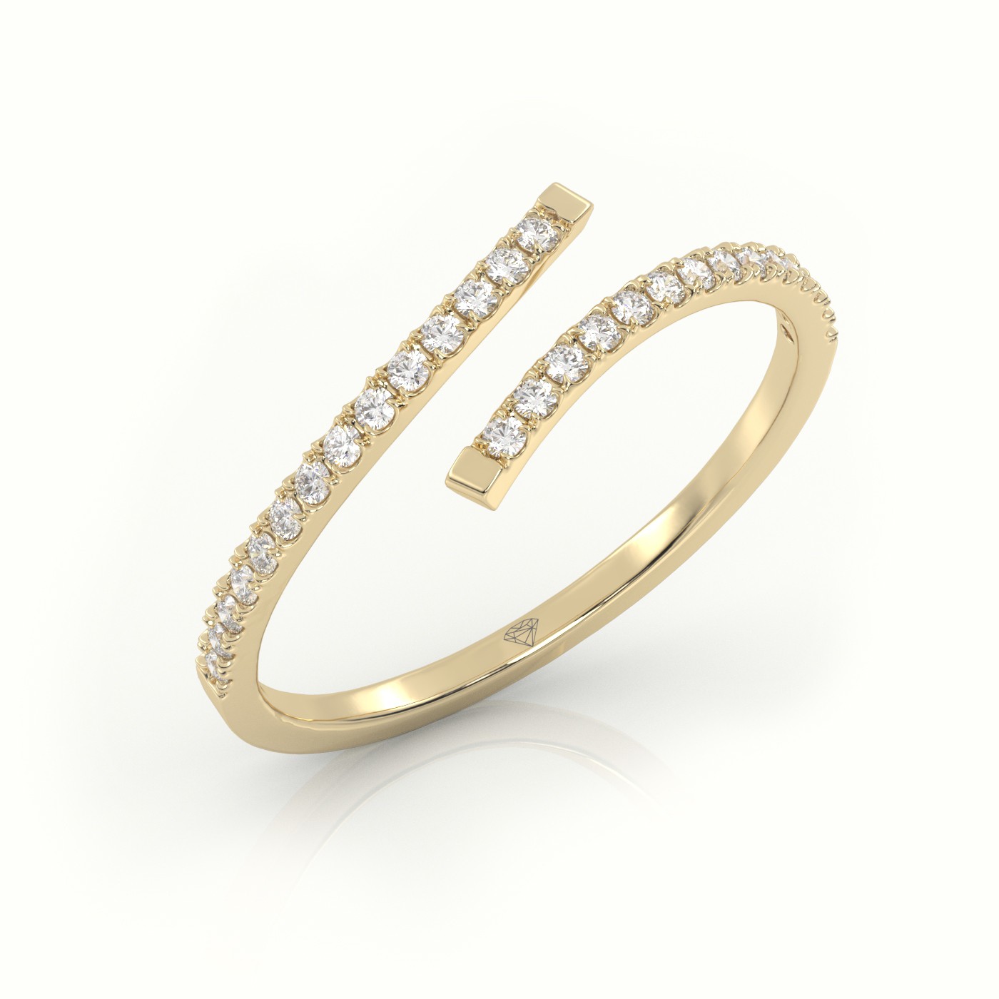 18k yellow gold  round cut diamond pave setting wrap designer ring Photos & images