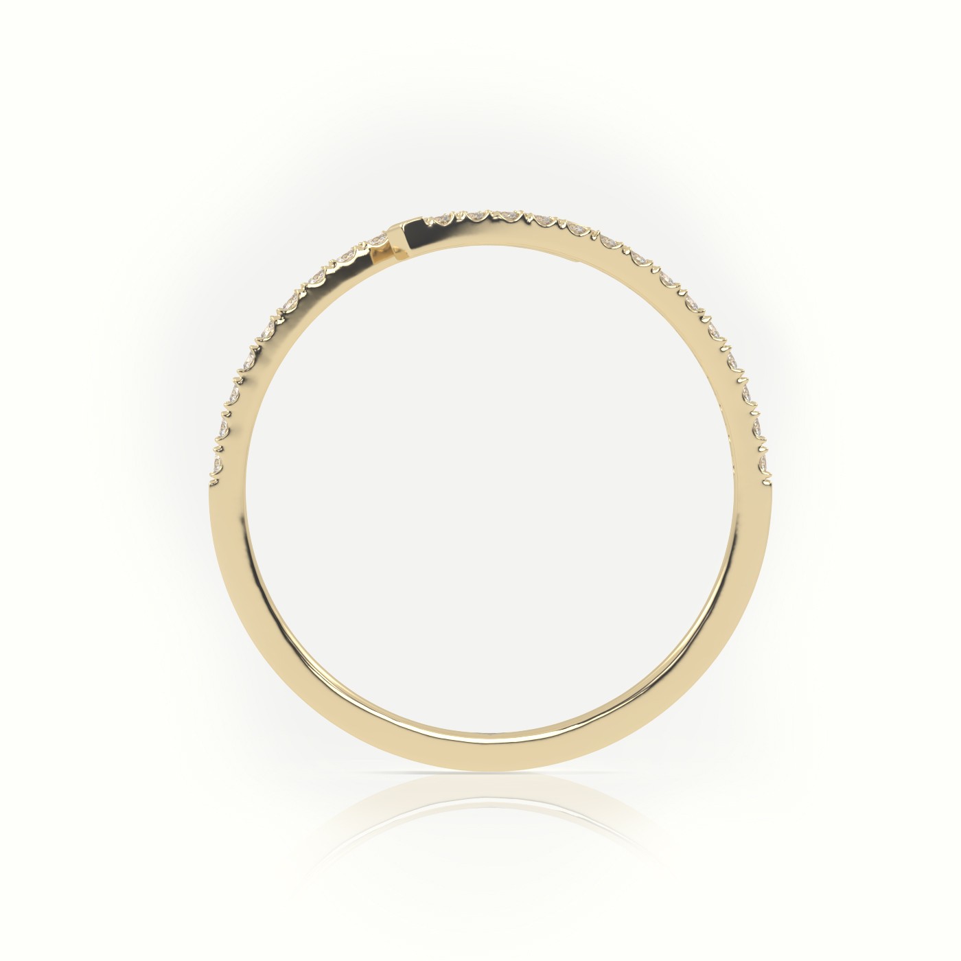 18k yellow gold  round cut diamond pave setting wrap designer ring Photos & images