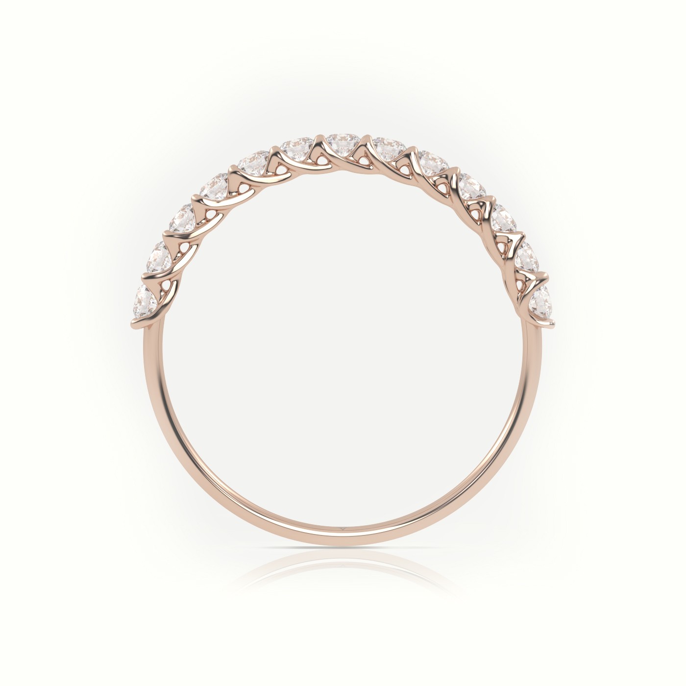 18k rose gold  round cut diamond designer ring Photos & images