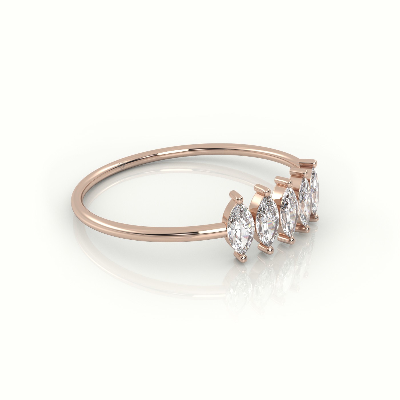 18k rose gold  marquise cut diamond designer ring Photos & images