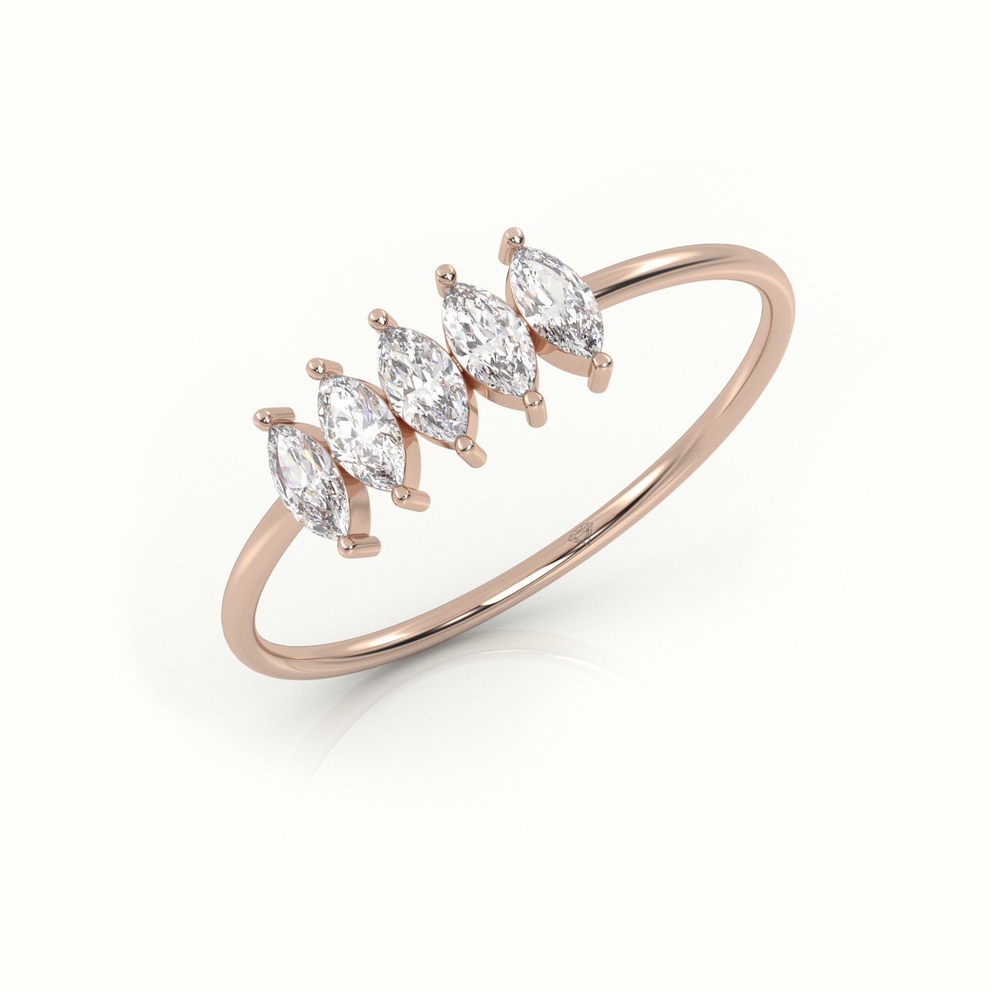 18k rose gold  marquise cut diamond designer ring Photos & images