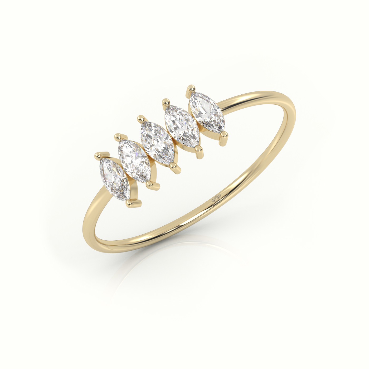 18k yellow gold  marquise cut diamond designer ring Photos & images