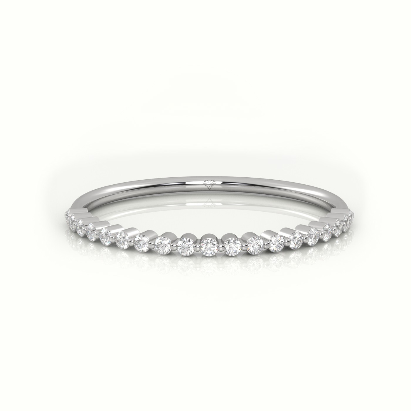 18k white gold  round cut diamond bar setting half eternity wedding band