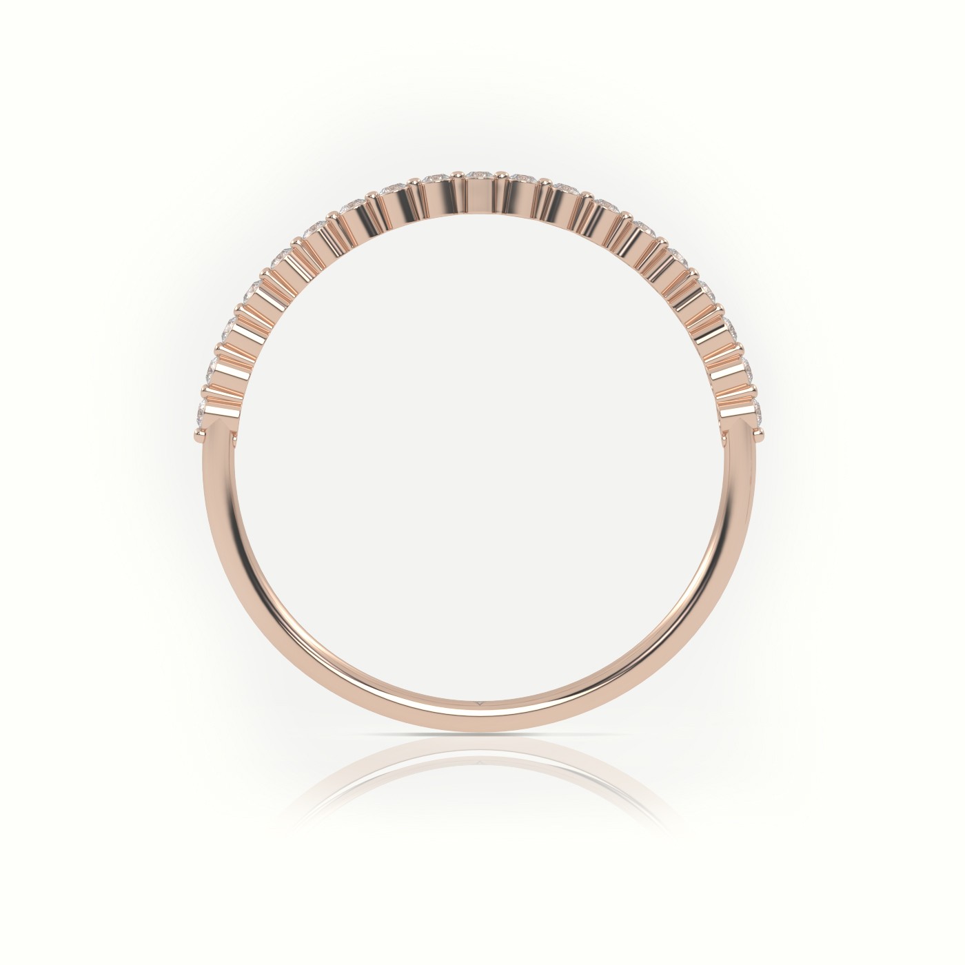 18k rose gold  round cut diamond bar setting half eternity wedding band Photos & images