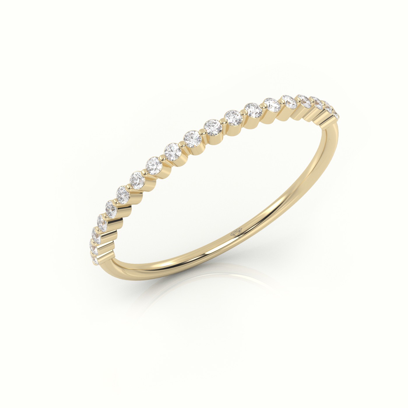 18k yellow gold  round cut diamond bar setting half eternity wedding band Photos & images