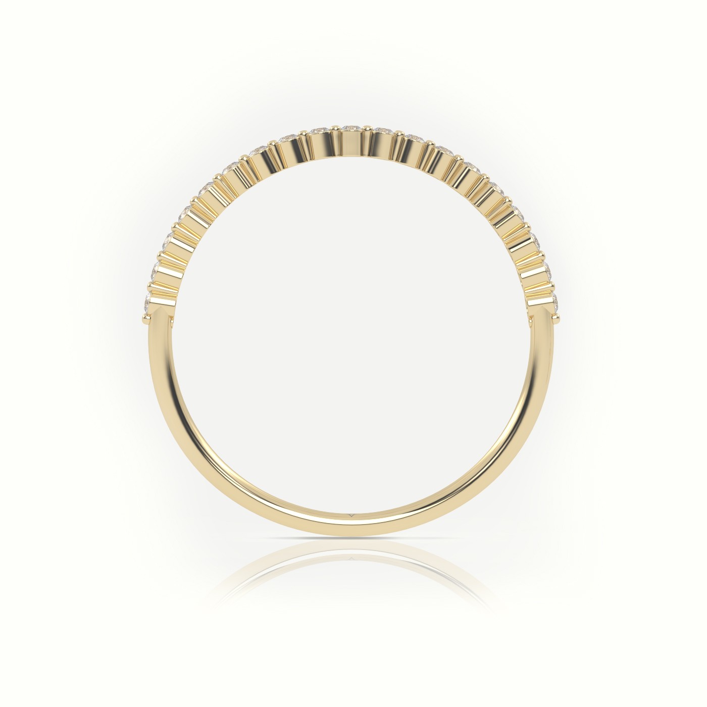 18k yellow gold  round cut diamond bar setting half eternity wedding band Photos & images