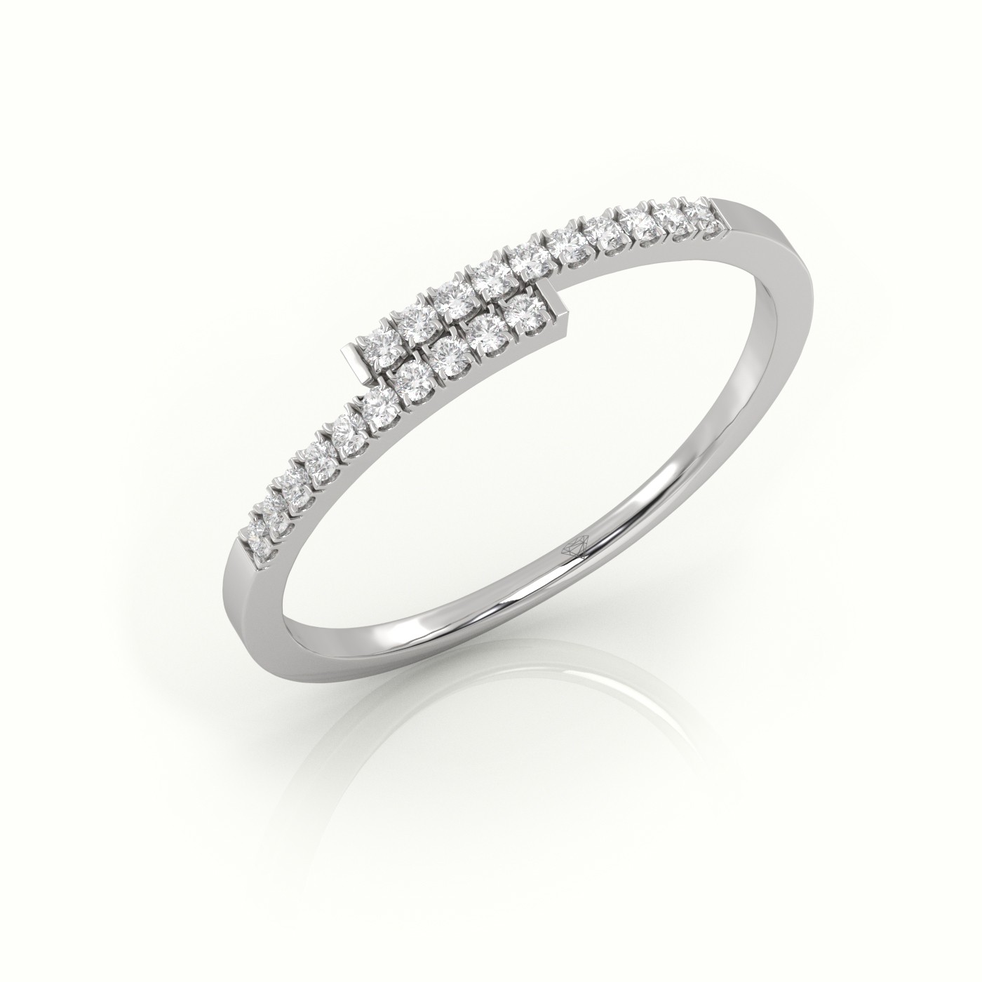 18k white gold  round cut diamond bypass style designer ring Photos & images
