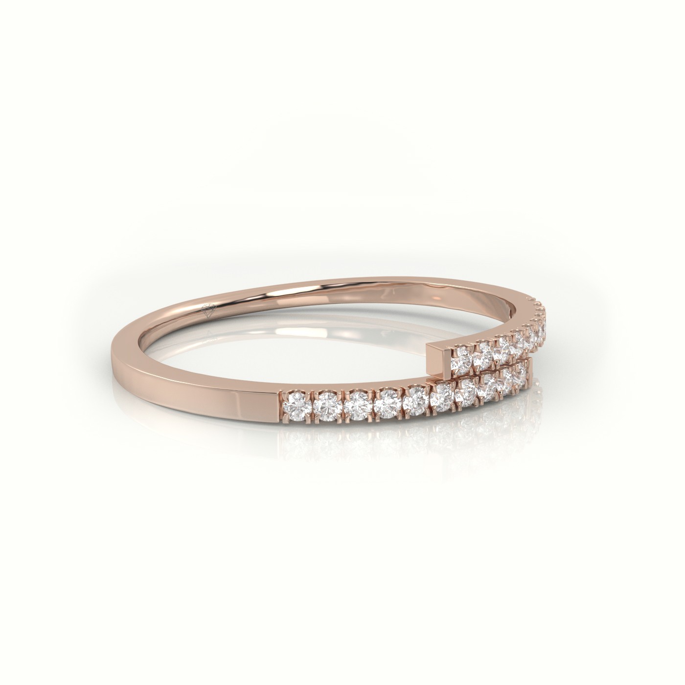 18k rose gold  round cut diamond bypass style designer ring Photos & images