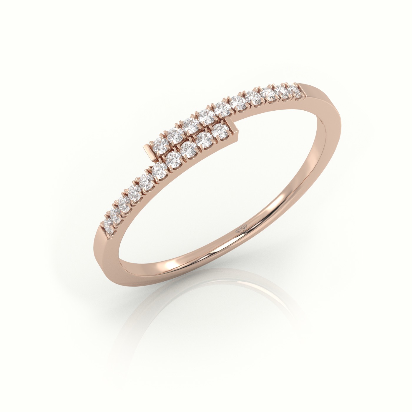18k rose gold  round cut diamond bypass style designer ring Photos & images