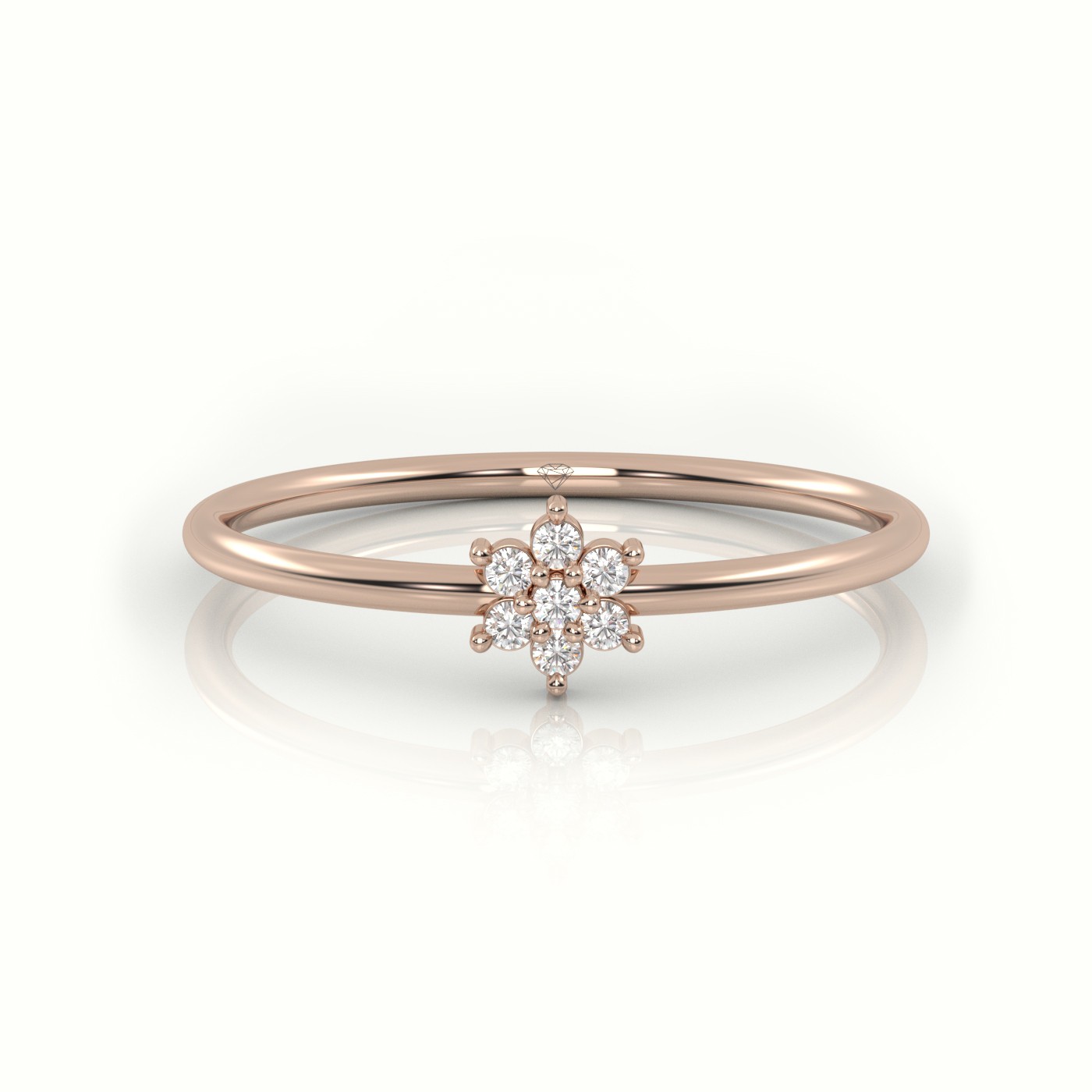 18k rose gold  round cut diamond halo floral designer ring