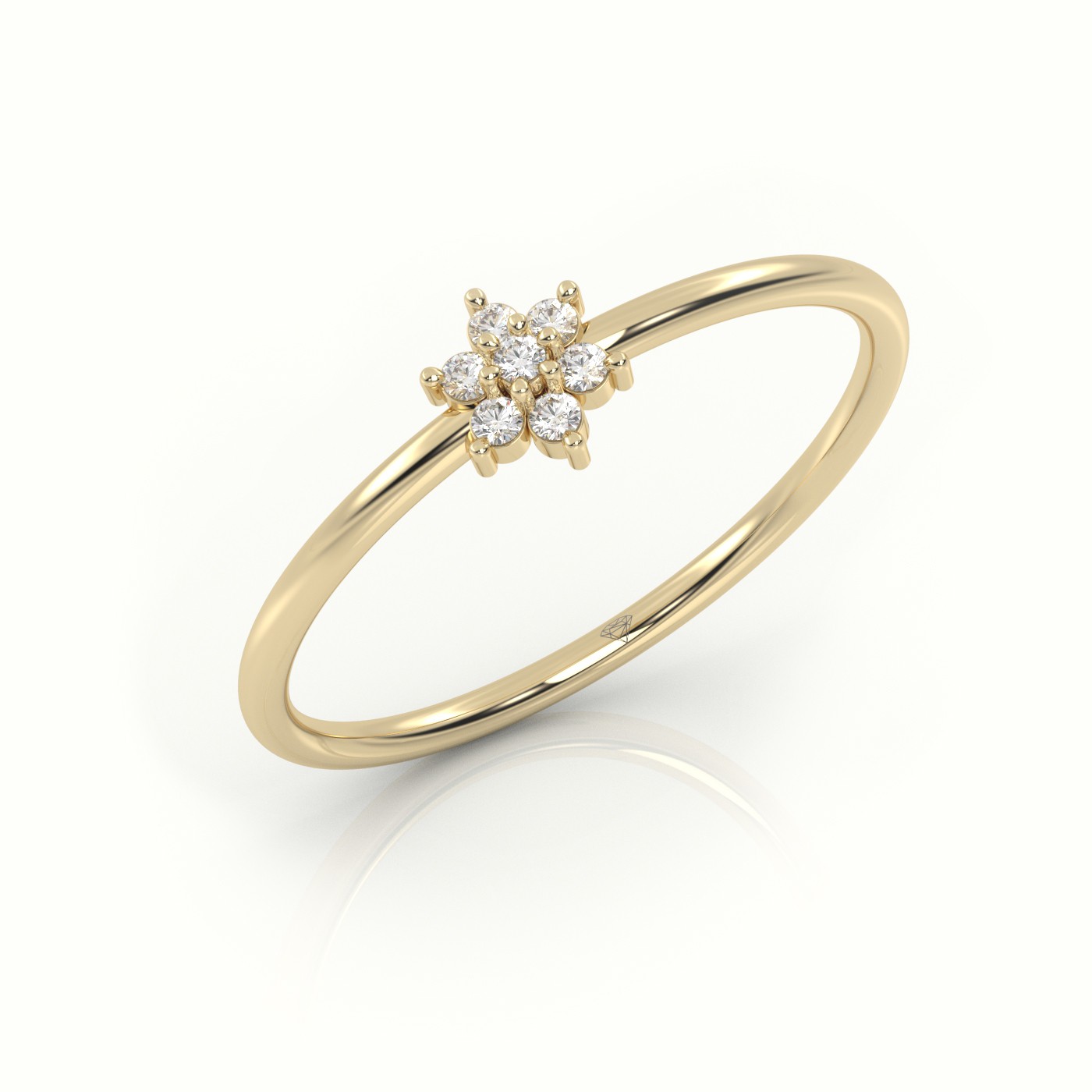 18k yellow gold  round cut diamond halo floral designer ring Photos & images