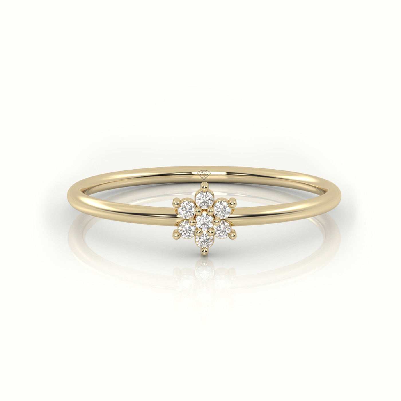 18k yellow gold  round cut diamond halo floral designer ring