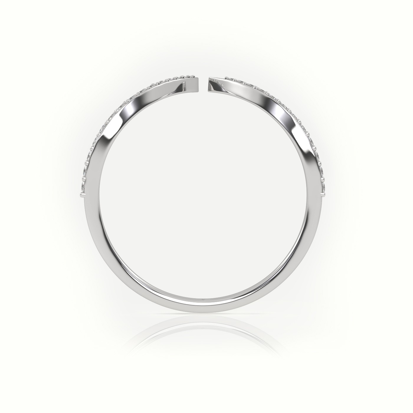 18k white gold  round cut diamond v shaped designer ring Photos & images