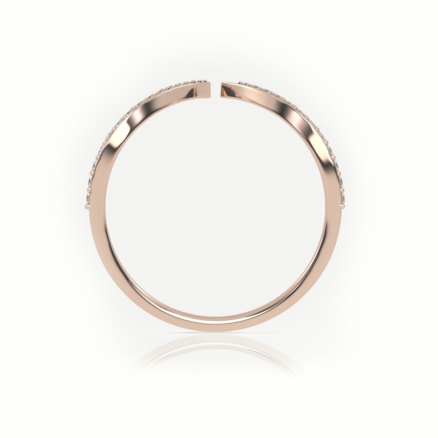 18k rose gold  round cut diamond v shaped designer ring Photos & images