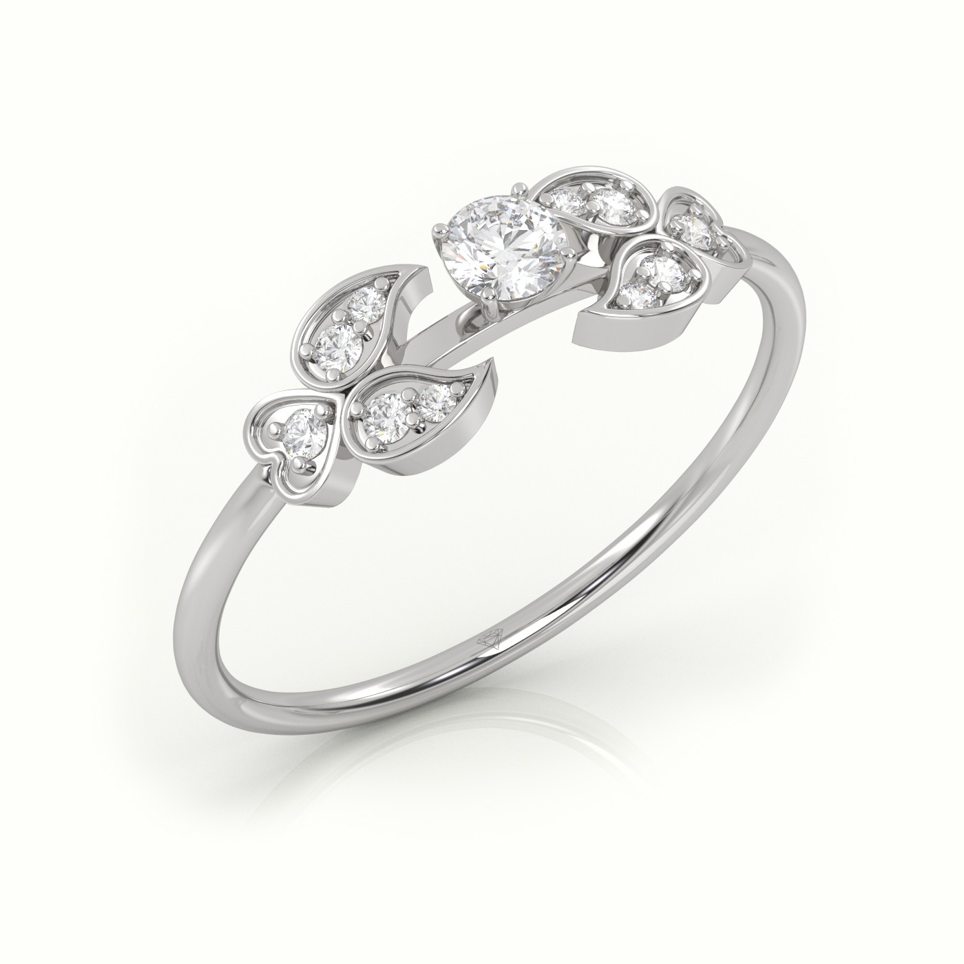 18k white gold  round cut diamond designer ring Photos & images