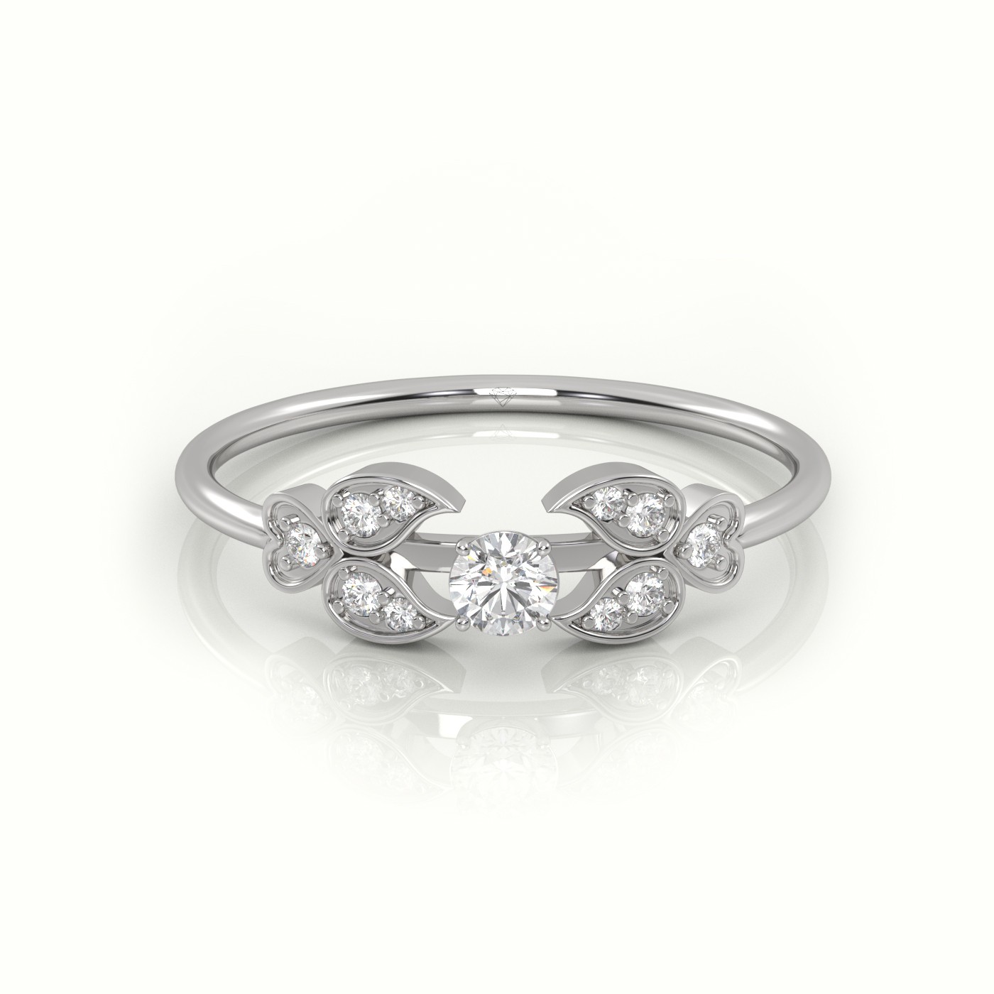 18k white gold  round cut diamond designer ring