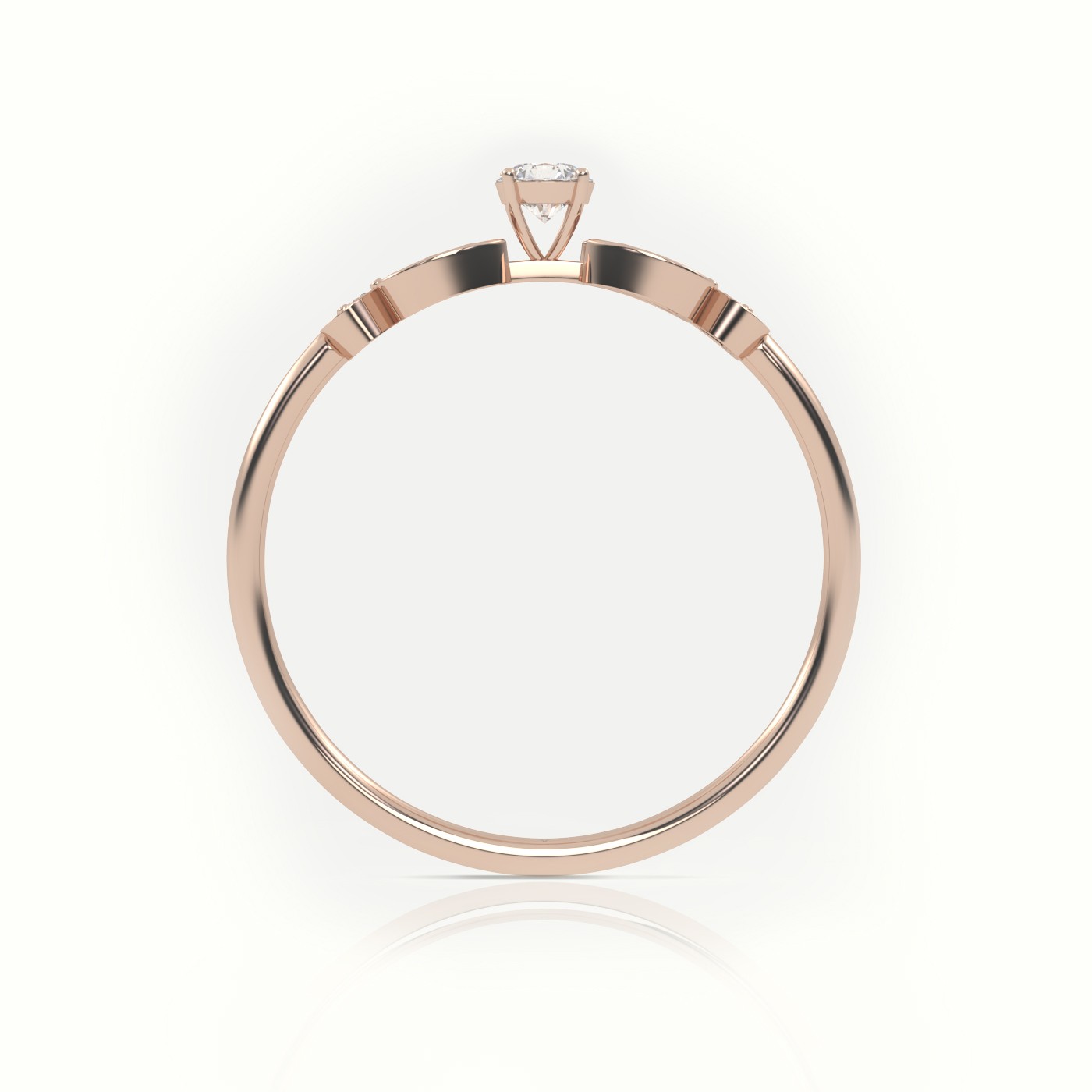 18k rose gold  round cut diamond designer ring Photos & images