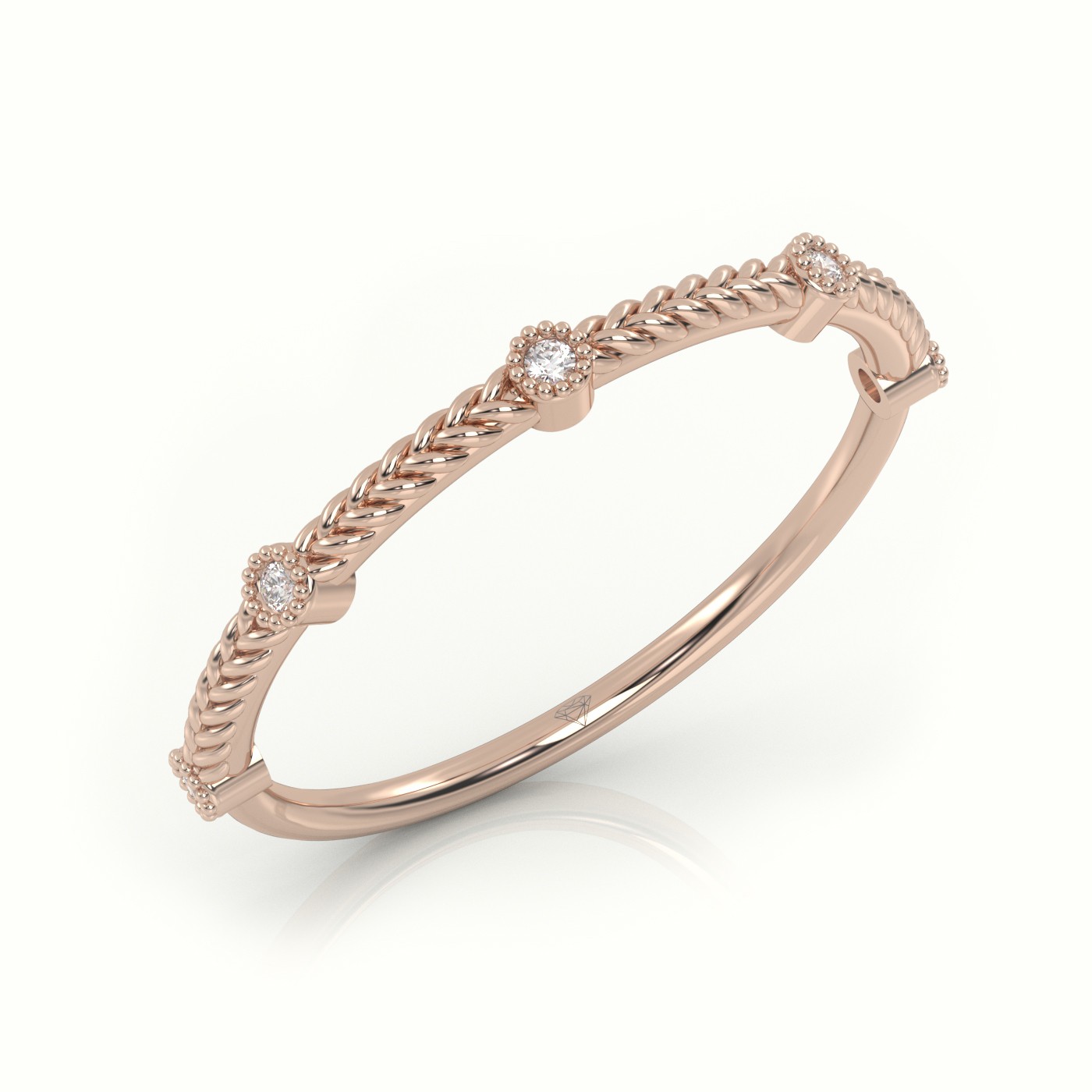 18k rose gold  round cut diamond wreathed designer ring Photos & images