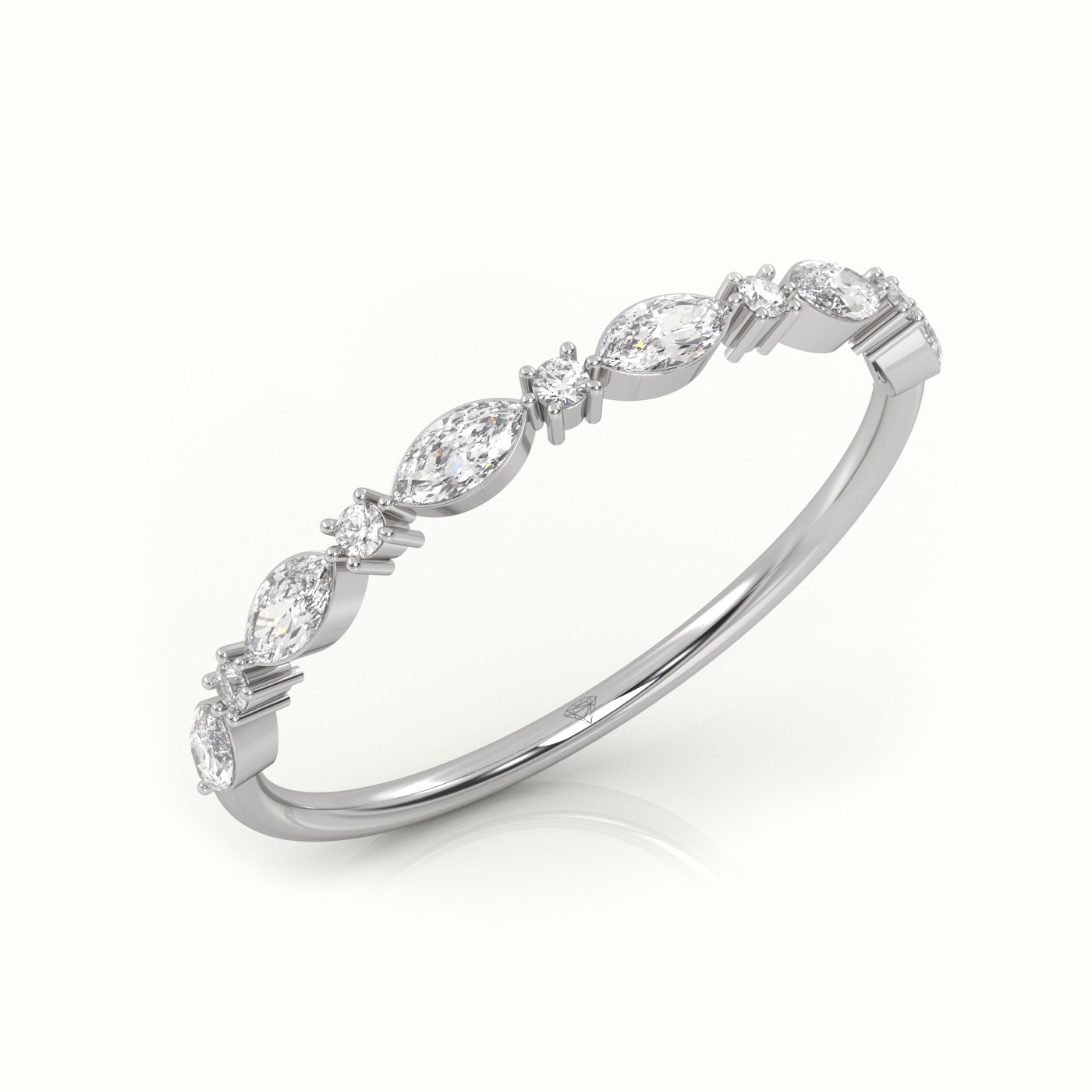 18k white gold  marquise & round cut diamonds designer ring Photos & images