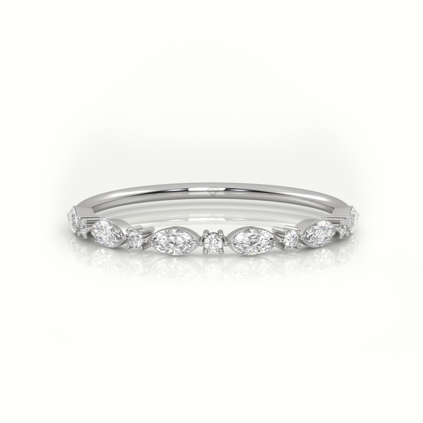 18k white gold  marquise & round cut diamonds designer ring