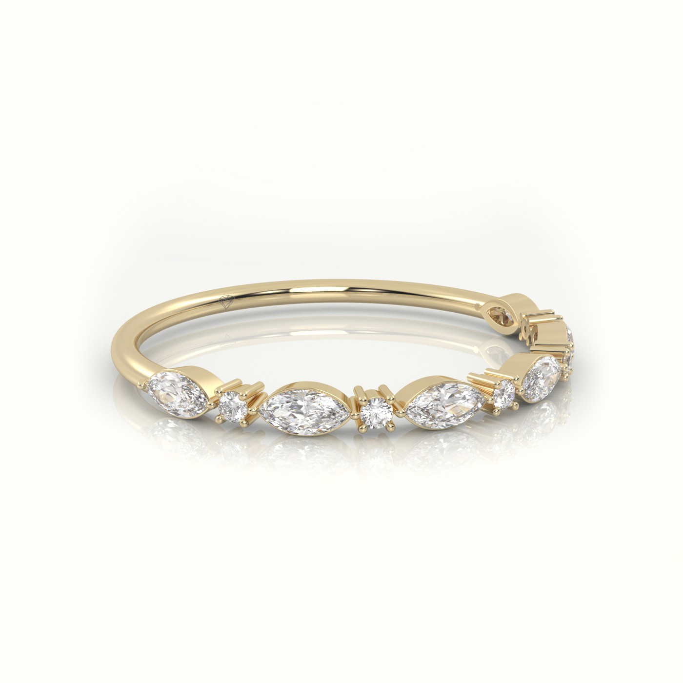 18k yellow gold  marquise & round cut diamonds designer ring Photos & images