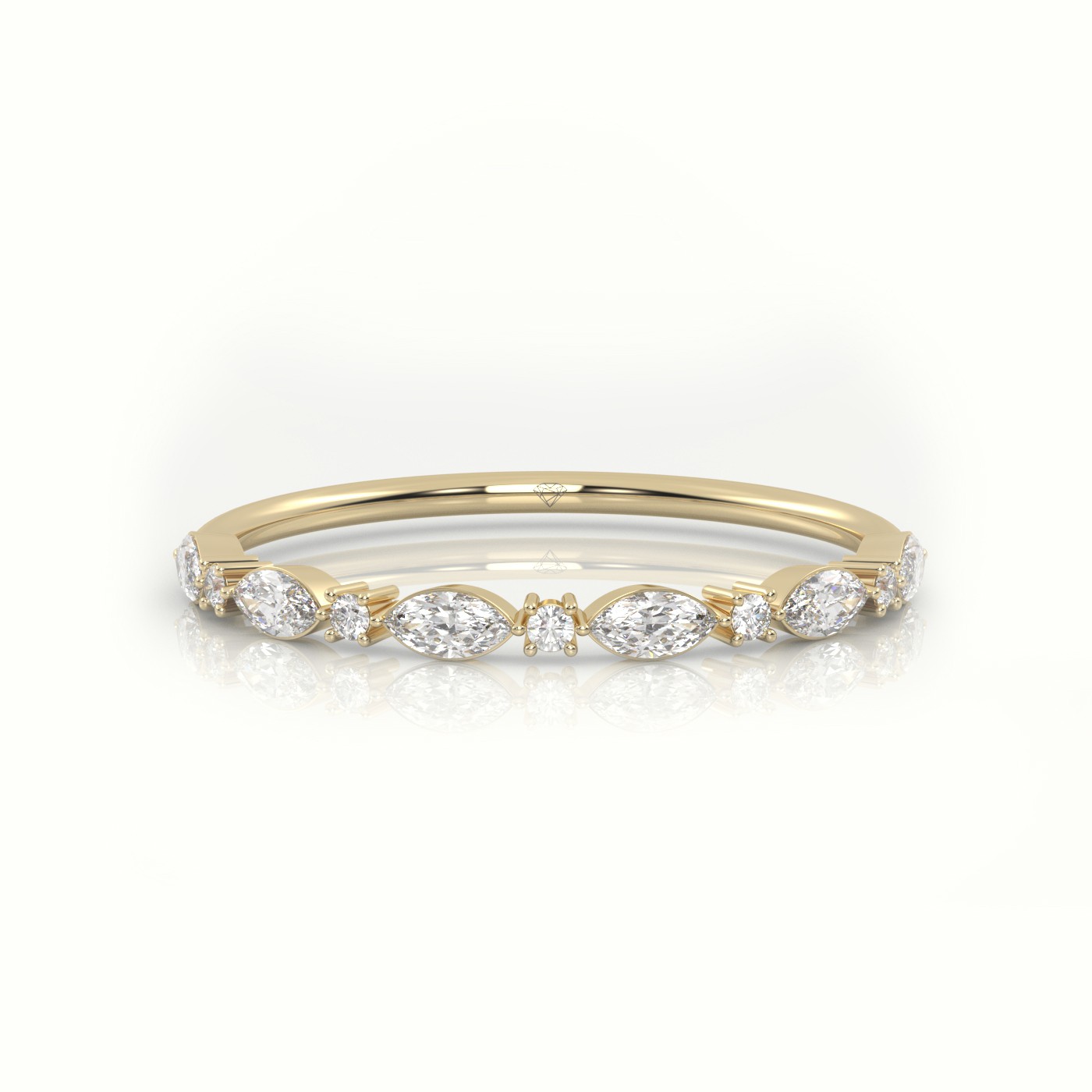 18k yellow gold  marquise & round cut diamonds designer ring