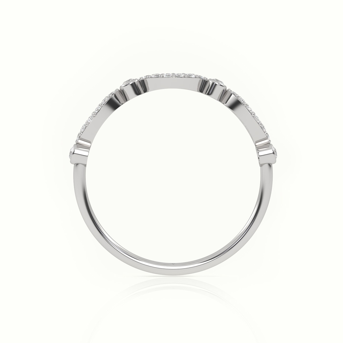 18k white gold  round cut diamond infinity bezel set designer ring Photos & images