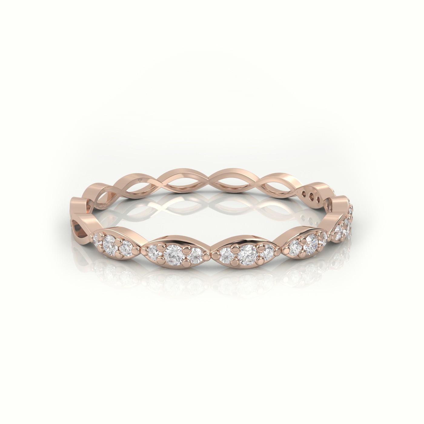 18k white gold  round cut diamond infinity style designer ring Photos & images