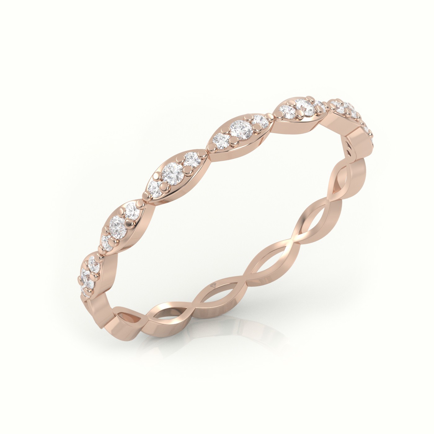 18k white gold  round cut diamond infinity style designer ring Photos & images