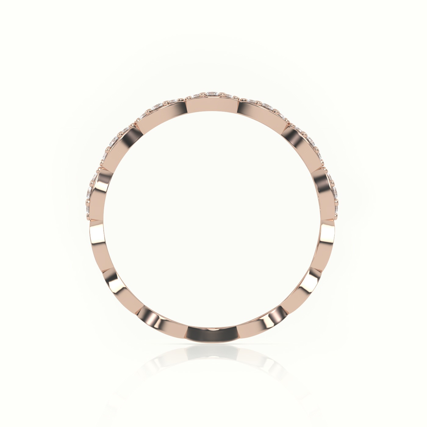 18k rose gold  round cut diamond infinity style designer ring Photos & images