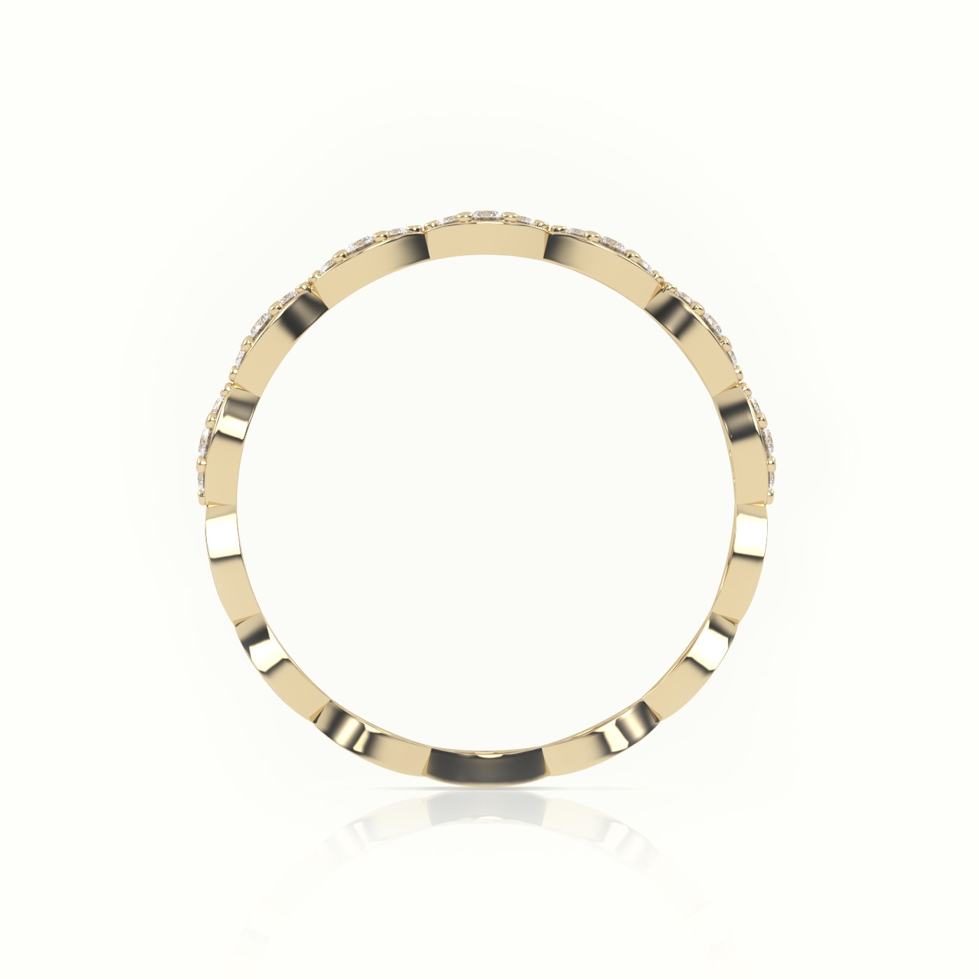18k yellow gold  round cut diamond infinity style designer ring Photos & images