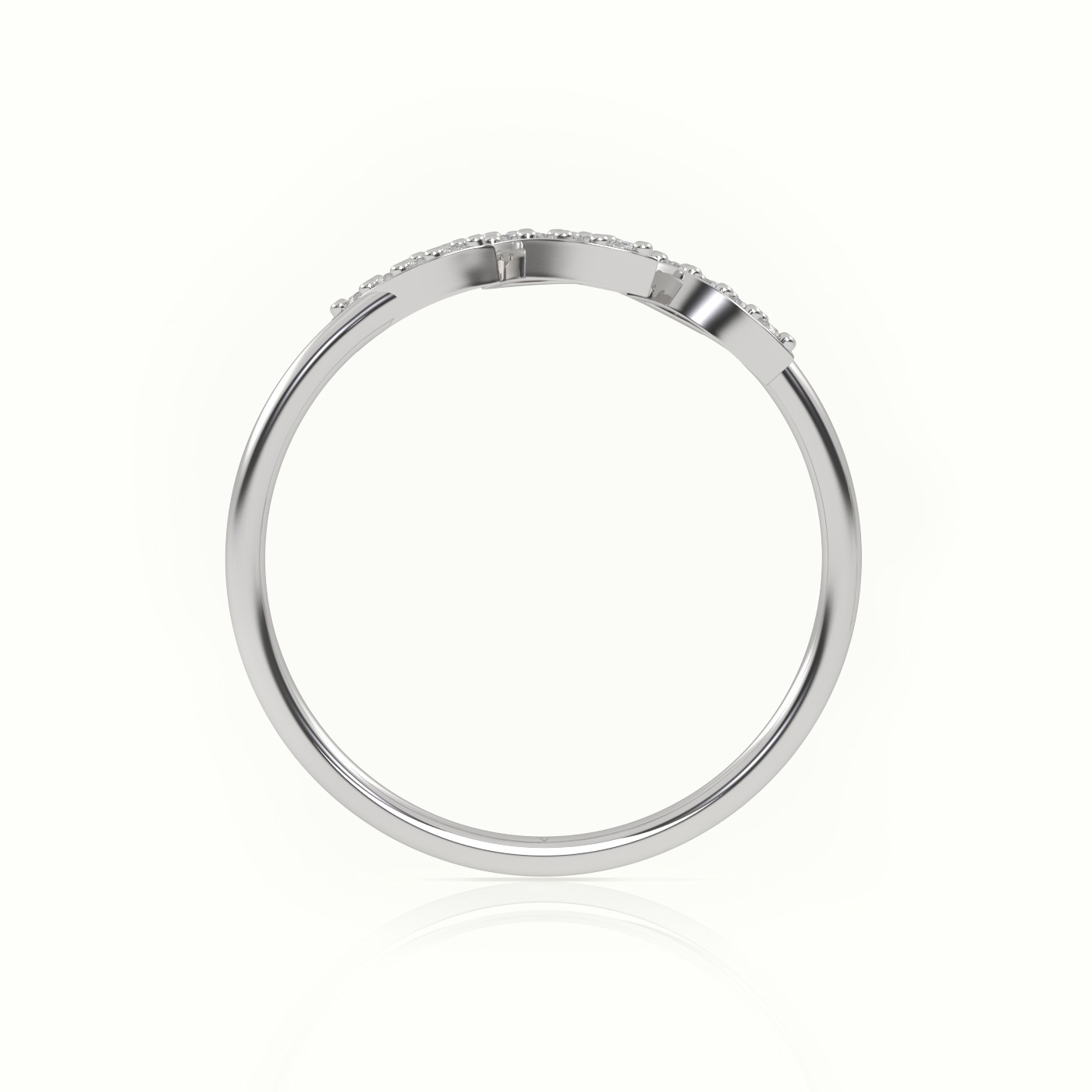 18k white gold  round cut diamond leaf style designer ring Photos & images