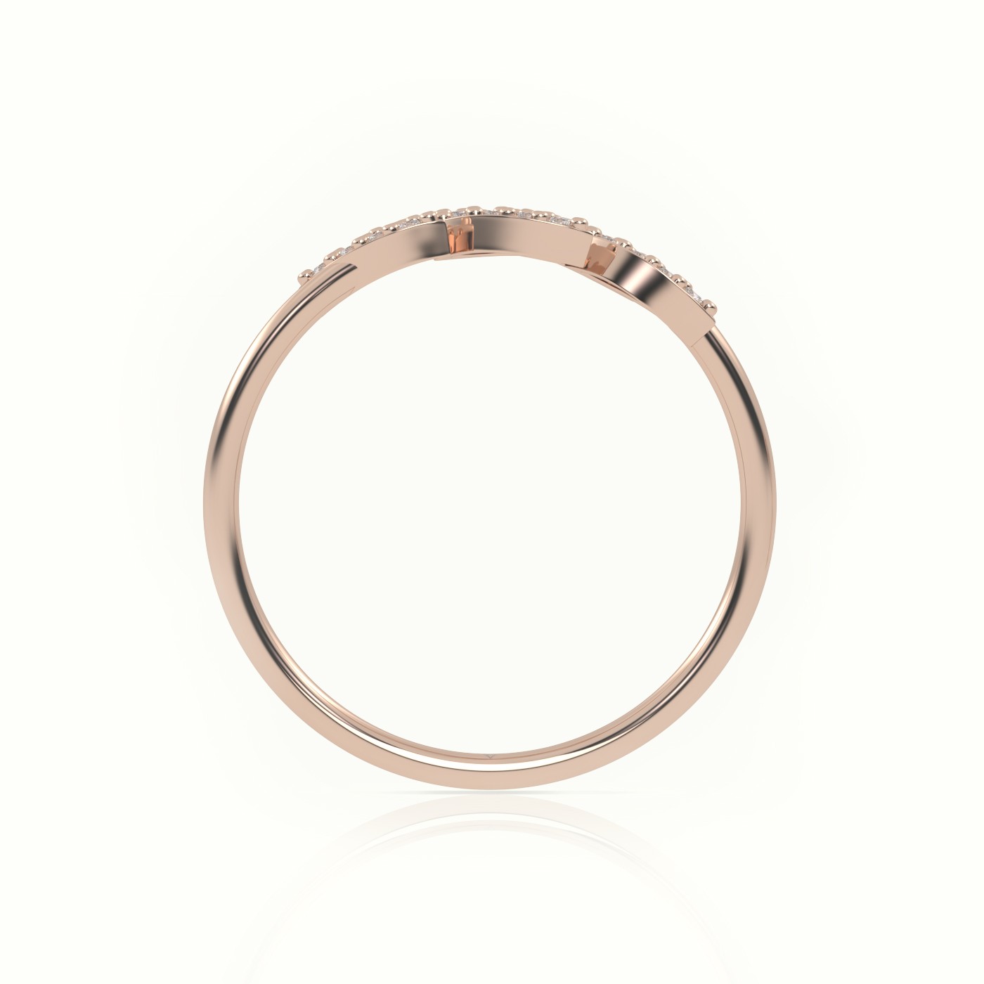 18k rose gold  round cut diamond leaf style designer ring Photos & images