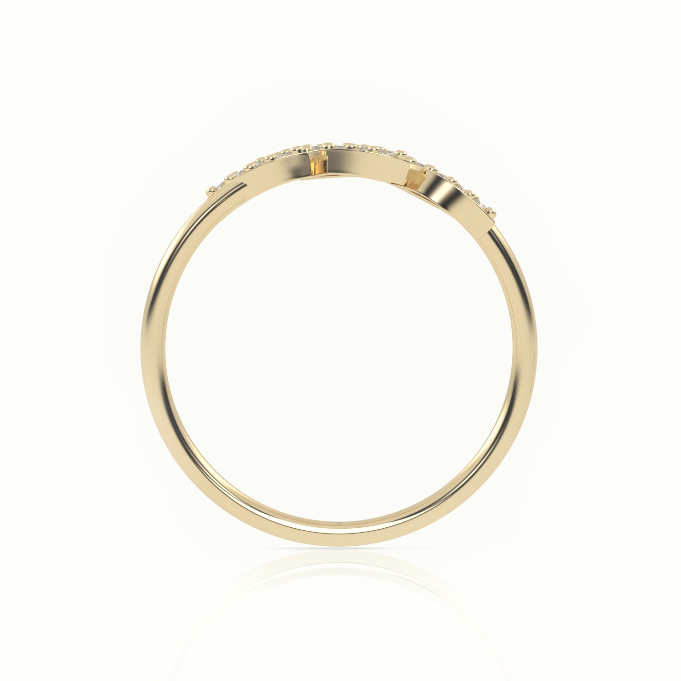 18k yellow gold  round cut diamond leaf style designer ring Photos & images