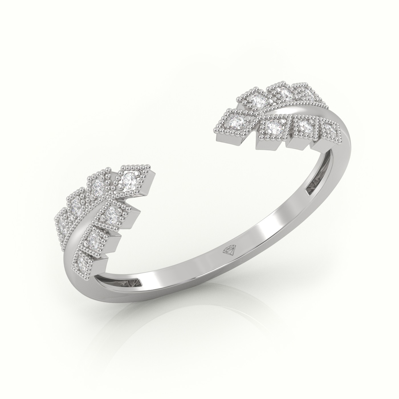 18k white gold  round cut diamond open setting designer ring Photos & images