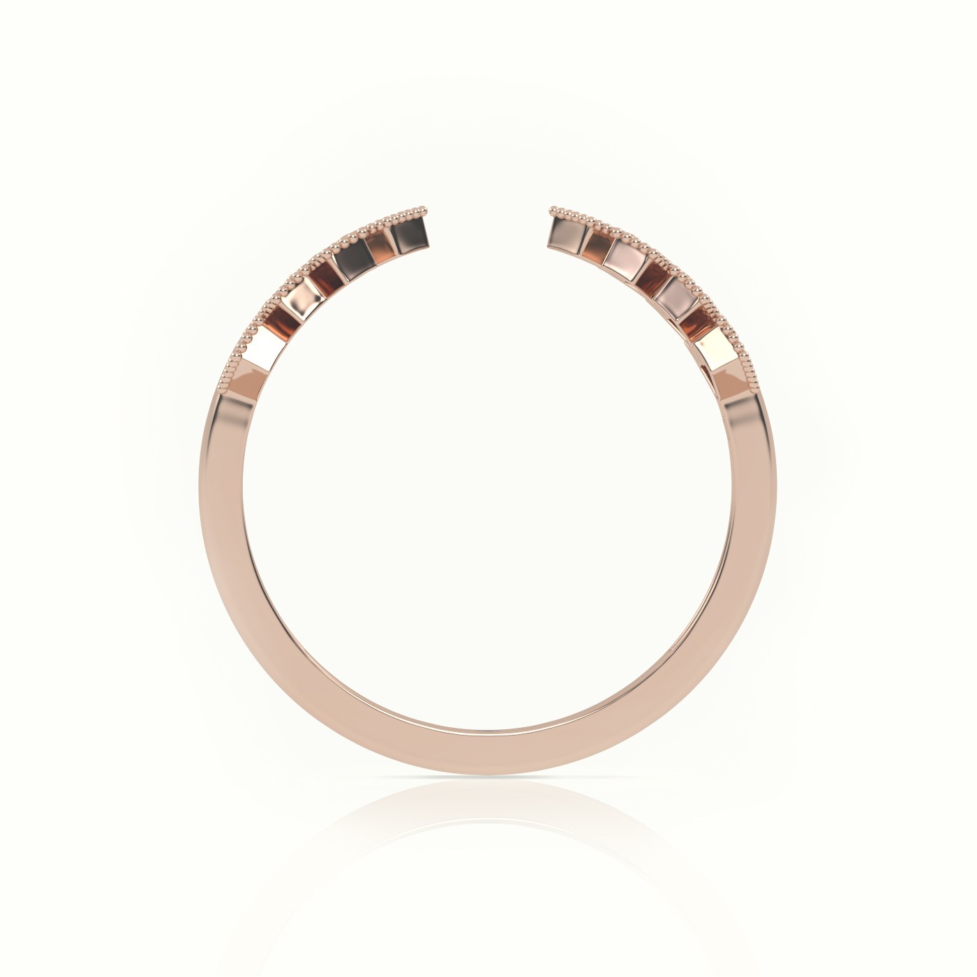 18k rose gold  round cut diamond open setting designer ring Photos & images