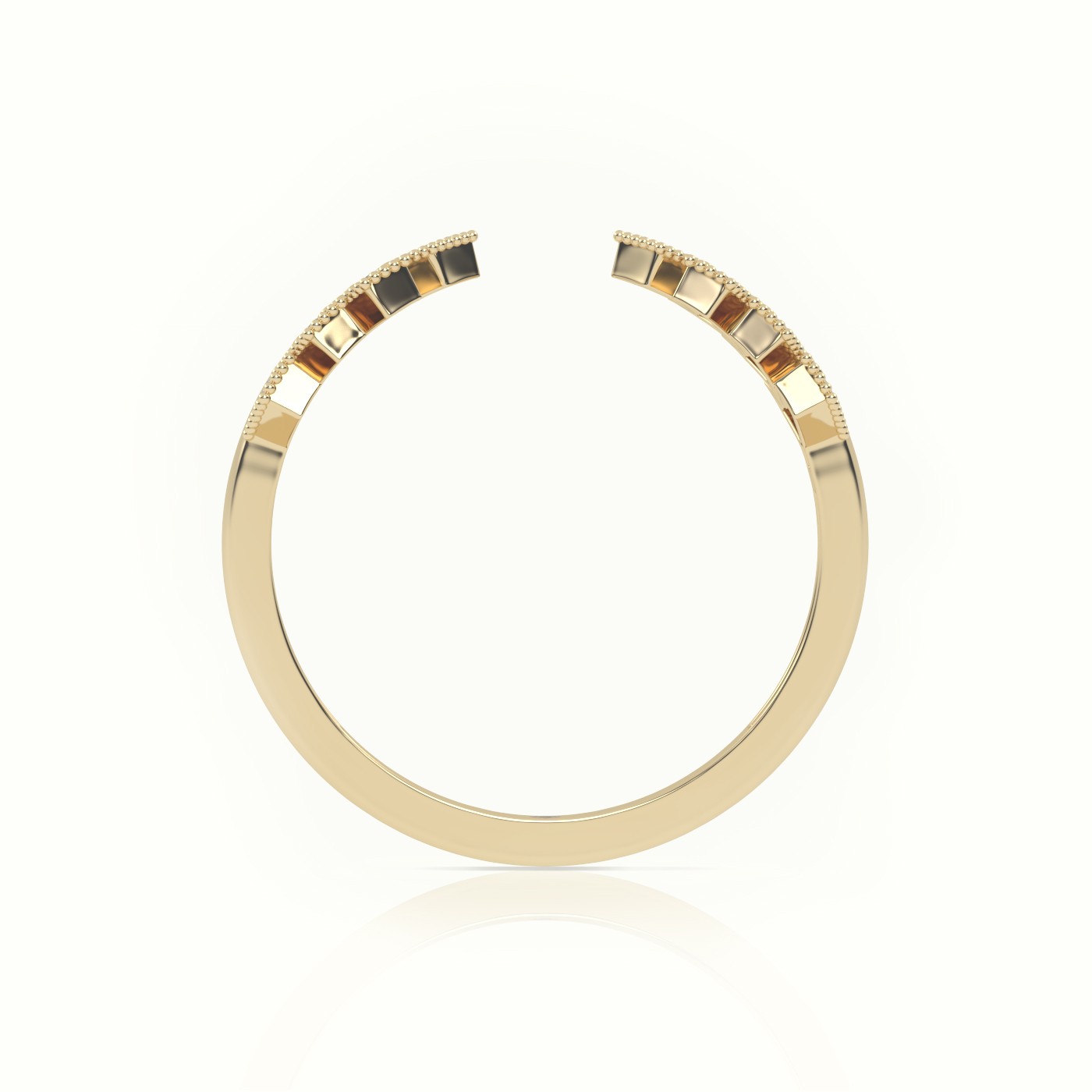 18k yellow gold  round cut diamond open setting designer ring Photos & images