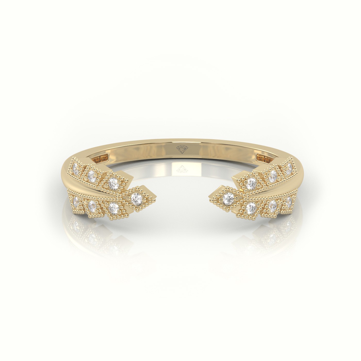 18k yellow gold  round cut diamond open setting designer ring
