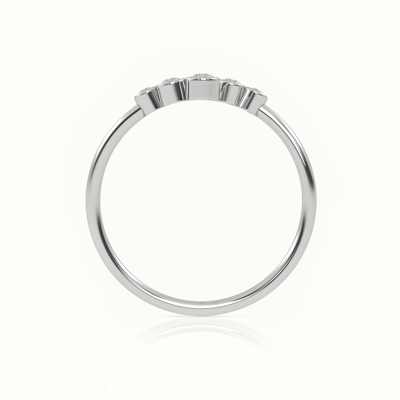 18k white gold  round cut diamond bezel setting open designer ring Photos & images