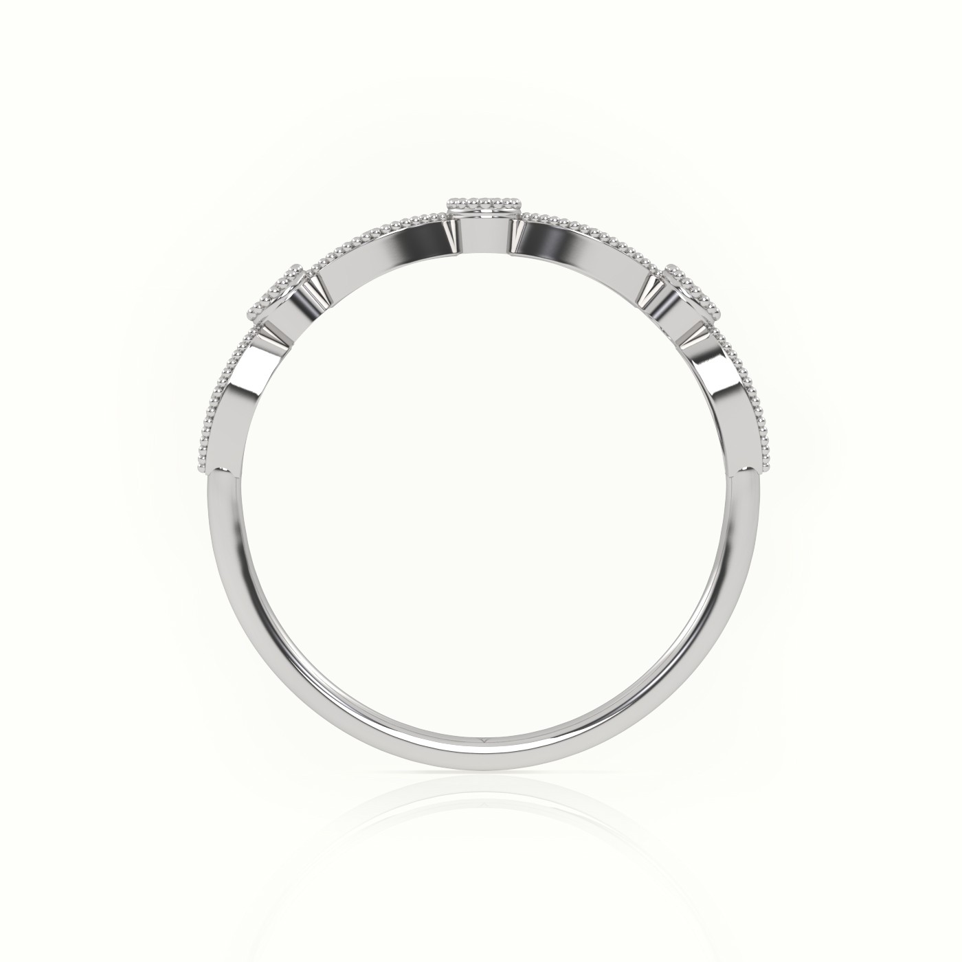 18k white gold  round cut diamond infinity design milgrain setting ring Photos & images