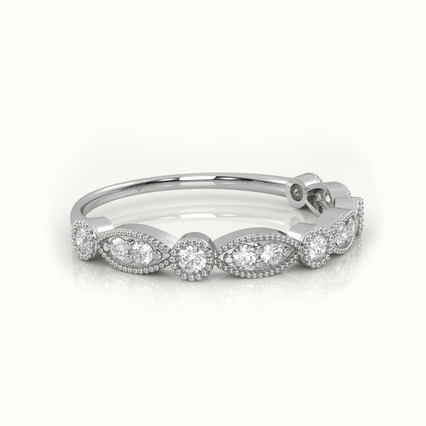 18k white gold  round cut diamond infinity style designer ring Photos & images