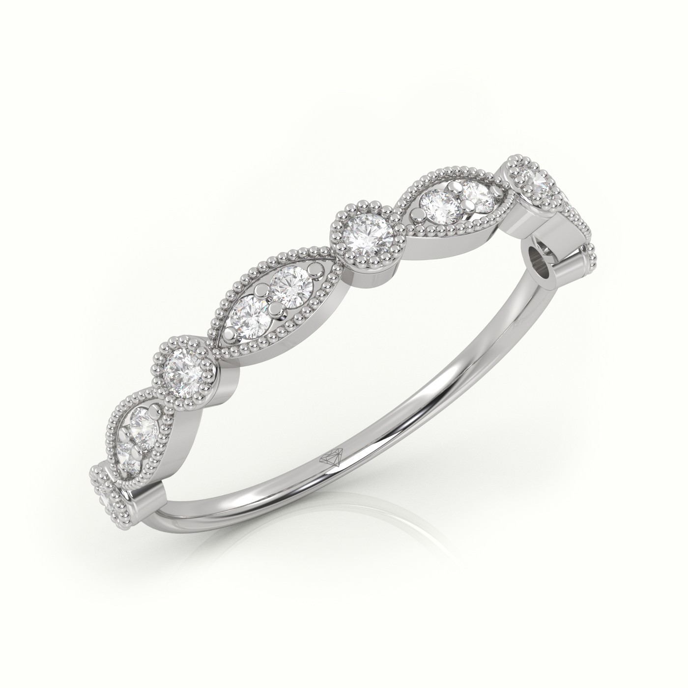 18k white gold  round cut diamond infinity style designer ring Photos & images