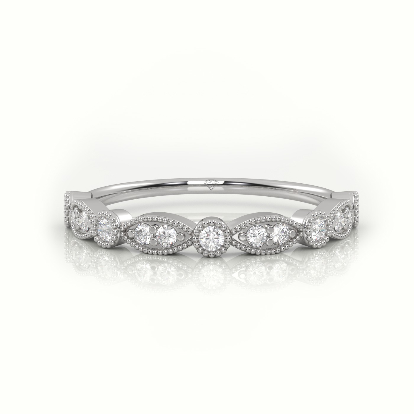 18k white gold  round cut diamond infinity style designer ring