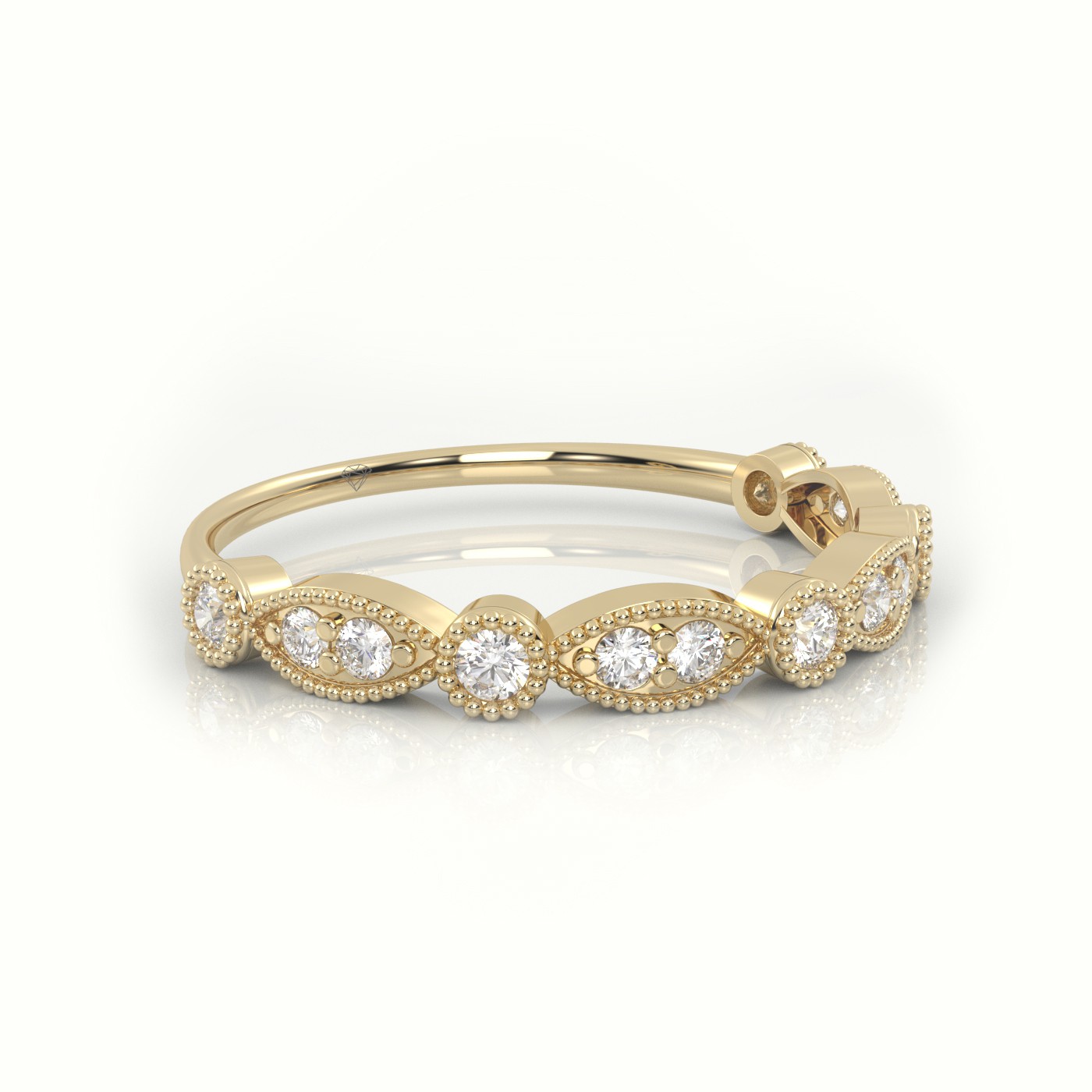 18k yellow gold  round cut diamond infinity style designer ring Photos & images
